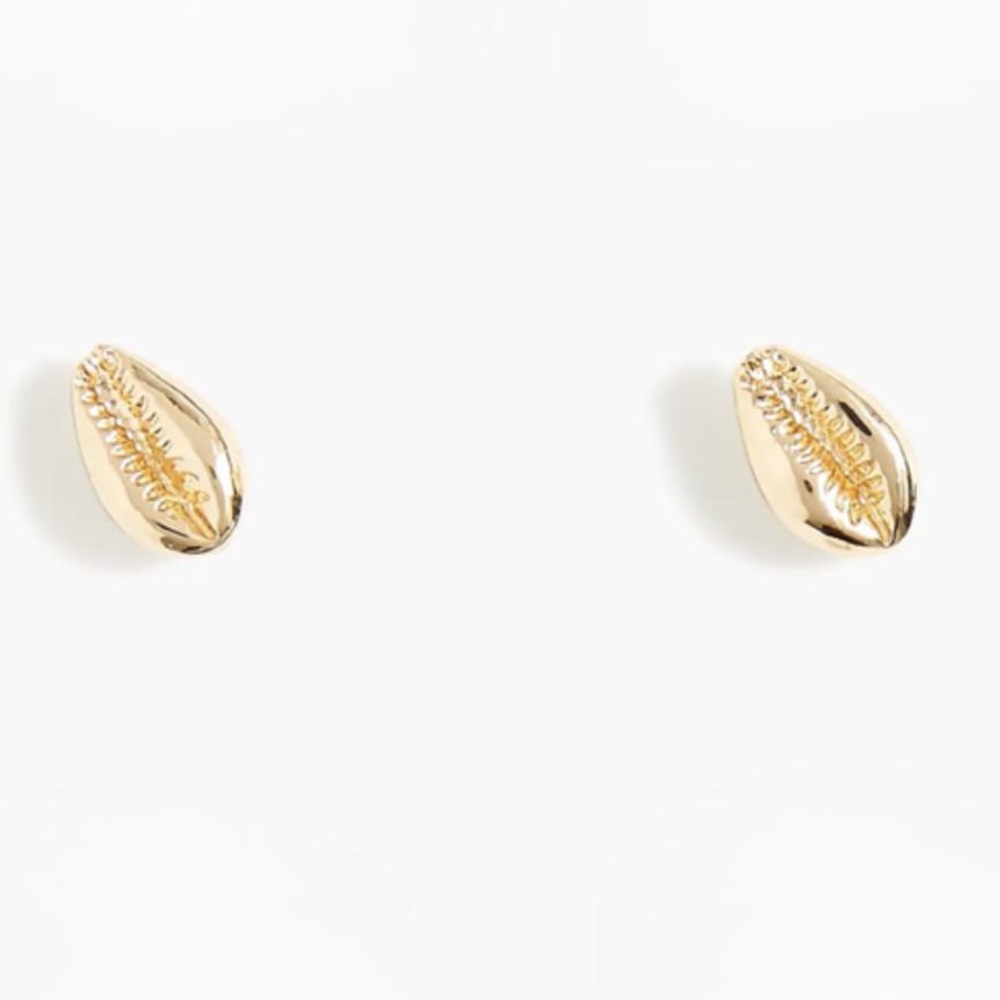 JCREW Shell Earrings Gold Studs Set Coastal Grandma Beach Seashell NWT